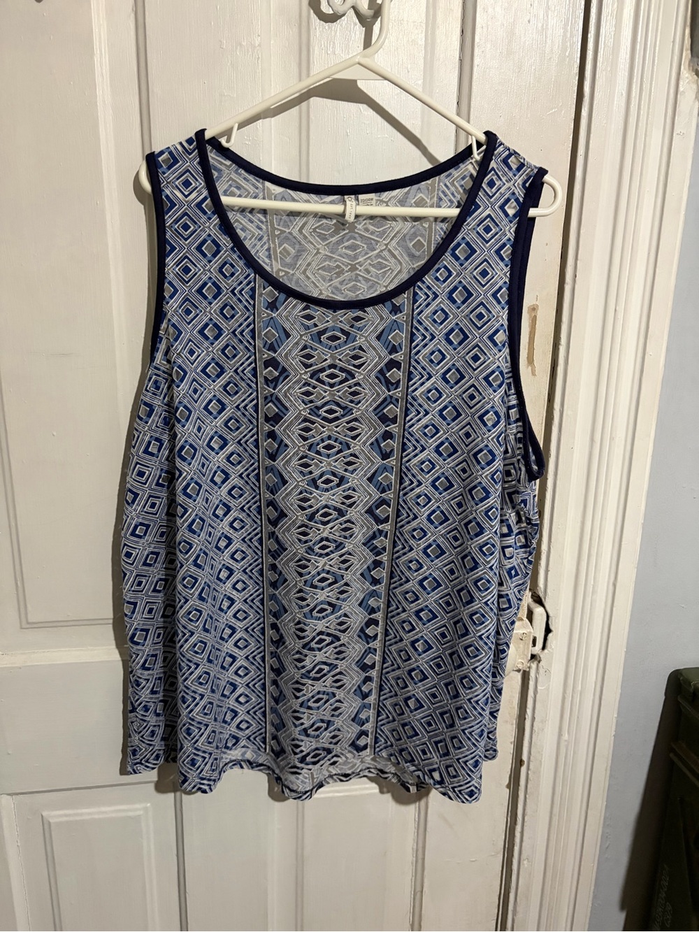 Cato Blue and White Sleeveless Blouse